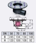 Preview: Kessel floor an ceiling outlet "Pressflansch" Ecoguss horizontal with Extension element and slotted cover
