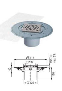Kessel floor an ceiling outlet "Pressflansch" Ecoguss horizontal with thin-bed tower and desing cover