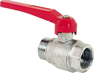 Kugelhähne mit langen roten Hebelgriff und Aussengewinde