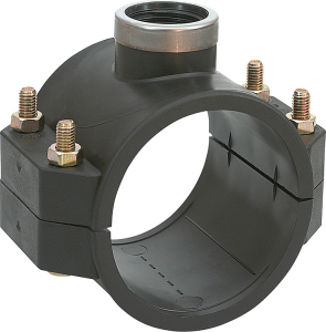 PE-Anbohrschelle mit Abgang Innengewinde 63mm für Trinkwassersystem
