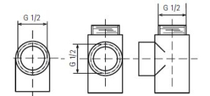 T-Stück verchromt 1/2" für Mischbetrieb