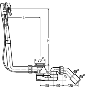 Viega Multiplex Trio Ab- und Überlaufganitur für Sonder-Badewannen 727987