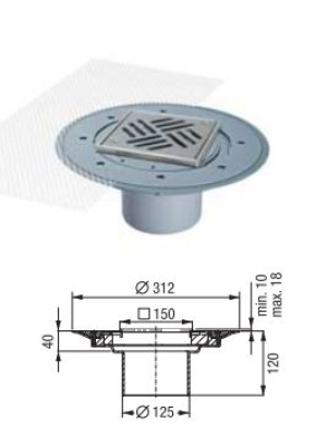 Kessel floor an ceiling outlet "Pressflansch" Ecoguss with thin-bed tower