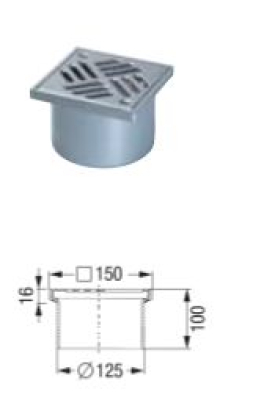 Kessel floor an ceiling outlet "bonding flange" Ecoguss vertical with Extension element and slotted cover