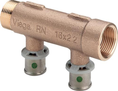 Viega Sanfix Fosta Distributor 2-fold 16mm x 3/4 ", Model 2126.06