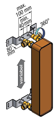 Wall mounting with screw attachment plate heat exchanger PT