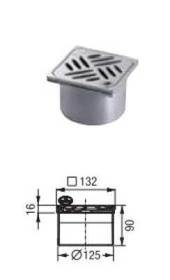 Kessel floor an ceiling outlet "Pressflansch" Ecoguss vertical with Extension element and desing cover