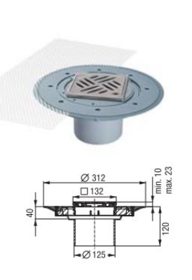 Kessel floor an ceiling outlet "Pressflansch" Ecoguss with thin-bed tower and desing cover