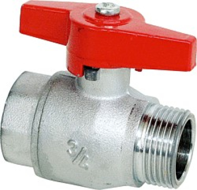 Kugelhähne mit kurzen roten Knebelgriff und Aussengewinde