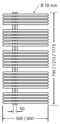 HSK Badheizkörper Premium 500 x 1215 mm, Farbe: silber