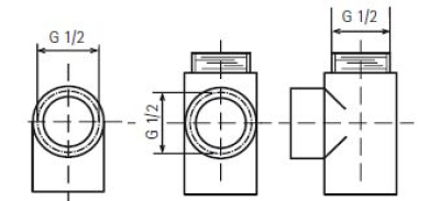 T-Stück verchromt 1/2" für Mischbetrieb