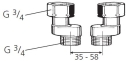 Ventilblock S-Anschluss 3/4", Achsabstand 35mm bis 65mm